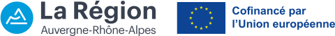 Les 2 logos :  l'Union européenne et Région Auvergne-Rhône-Alpes
