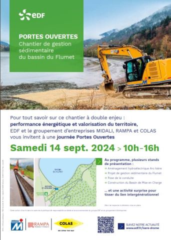 Affiche portes ouvertes chantier du bassin du Flumet