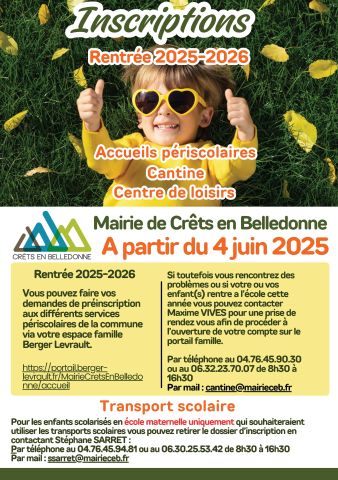Inscriptions services périscolaires 2025/26