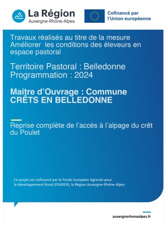 Reprise complète de l’accès à l’alpage du crêt du Poulet