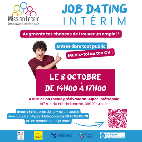 Job dating intérim le 8 octobre 2024 à Crolles Mission locale