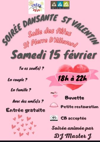 Soirée St Valentin 15/02/2025 à la salle des fêtes de Crêts en Belledonne