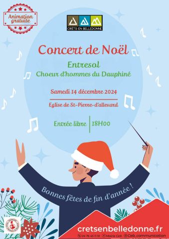 Concert de Noël 2024 Samedi 14 décembre à 18h l'église de St Pierre d'Allevard. Entrée libre