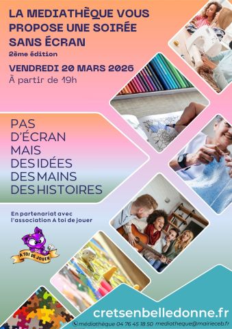 Soirée sans écran 2ème édition à la médiathèque de Crêts en Belledonne