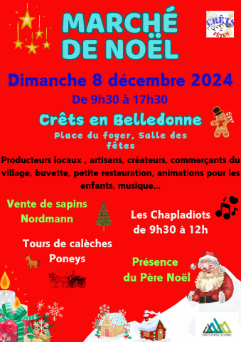 Marché de Noël dimanche 8 décembre 2024 à Crêts en Belledonne