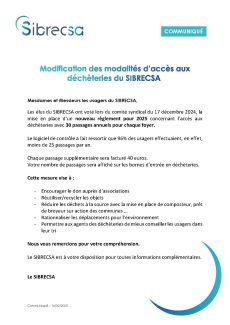 Communiqué du SIBRECSA