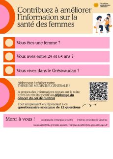 Questionnaire santé sur le cancer du col de l'utérus