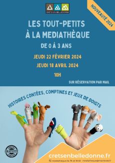 Visuel animation médiathèque de Crêts en Belledonne comptines et jeux de doigts 