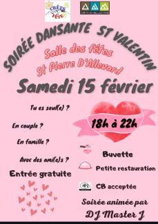Soirée St Valentin 15/02/2025 à la salle des fêtes de Crêts en Belledonne