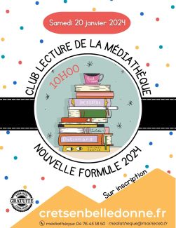 Visuel du club lecture de la médiathèque de Crêts en Belledonne "nouvelle formule VIP"