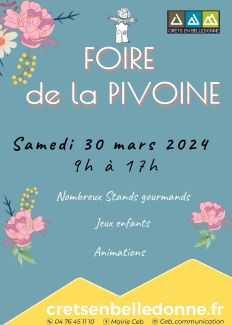 Affiche foire de la pivoine 2024 Crêts en Belledonne