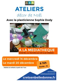 Atelier Noël 2022 médiathèque Crêts en Belledonne